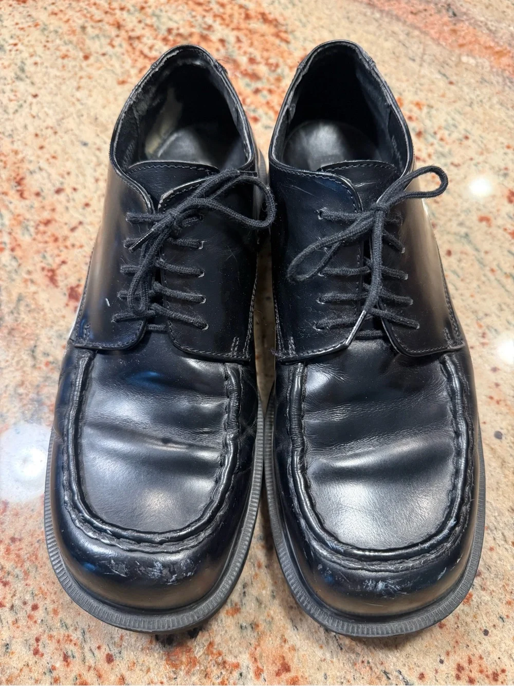 Vtg 90s Dr. Martens Black Leather Oxford Lace Up Loafers 8747 Lug Sole Mens Sz 9
